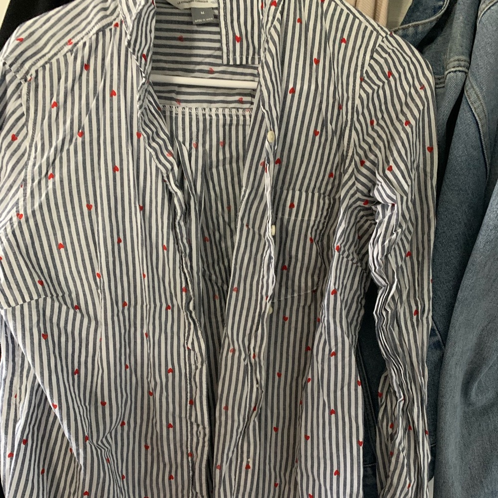 Striped Old Navy Button Down with Hearts